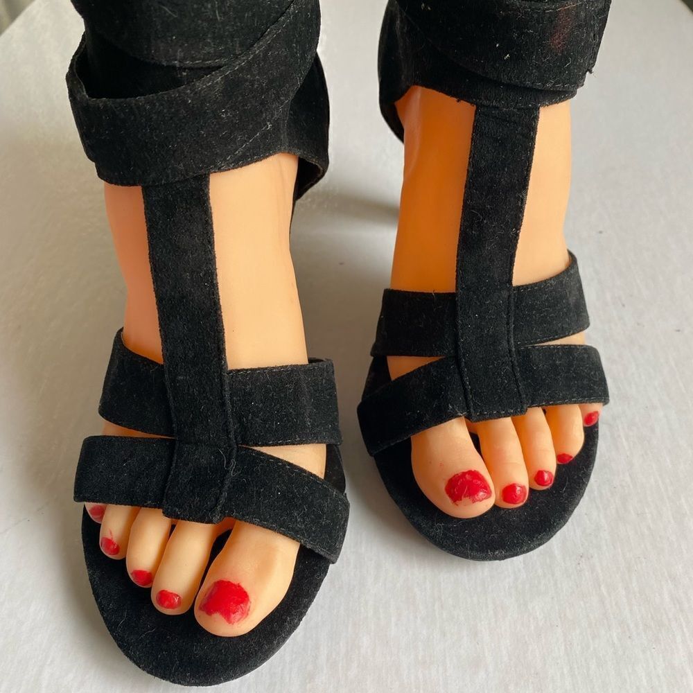NATURE BREEZE Jordan-02 Black Heeled Sandals Size 7 1/2
